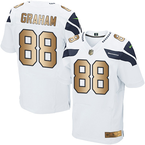 Nike Seahawks #88 Jimmy Graham White Men's Stitched NFL Elite Gold Jersey - Click Image to Close